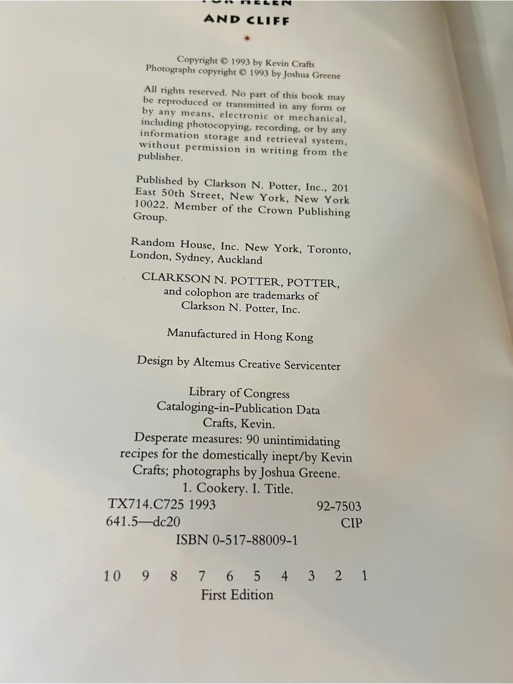 1993 Desperate Measures () Cookbook